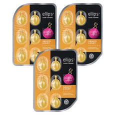ellips 意立詩 沙龍級角蛋白膠囊護髮油，添加摩洛哥堅果油，維生素B5 A C E, 6ml, 3組
