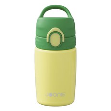 JOONIE 幼兒用一鍵式不鏽鋼保溫杯吸管杯, 1個, 330ml, 綠色