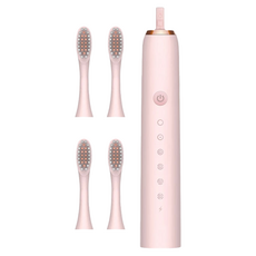 FJ 智能聲波多工USB電動牙刷, 六種清潔模式, IPX7防水, 快充4小時續航60天, P2, 粉紅色, 1組