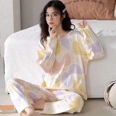 엘쏘 여성용 부드러운 긴팔 파자마 상하의 세트