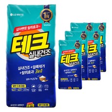 테크 3in1 실내건조 분말세제 일반드럼 겸용 리필, 2.5kg, 6개