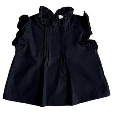 BEBENINE 女童透氣精華荷葉邊亞麻上衣