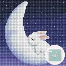 ARTJOY DIY鑽石畫 帆布款25*25cm 兔子和月亮 1組, 兔子與月亮, 1套