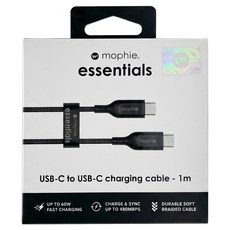 mophie Type-C - Type-C編織數據線, 1m, 黑色, 1條