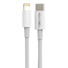 POLYWELL Type-C-Lightning PD快充線 PW15-W45-A252, 20cm, 白色, 1條