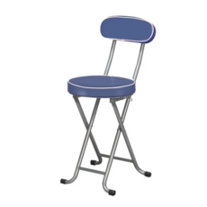 巧易 收靠背軟座折合椅 Set 2個 鐵管PU泡棉, 藍色, 1組
