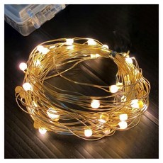 摩達客 LED大頭銅線燈串 50燈 暖白光, USB電池盒兩用充電, 贈遙控器, 8種模式, 5米長, 1件