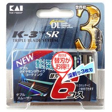 KAI 貝印 3刀刃刮鬍刀刀片 BSE-6K3S, 6入, 1組