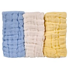 六層紗小方巾 3件組 (男寶) 棉紗材質, 26 x 26cm