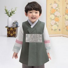 金銅寶寶韓服男童男童卡其色玫瑰兒童韓服套裝 AM132+福袋