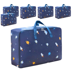 棉被收納袋 Set 2, 防潮防塵, 牛津布材質, 換季收納, 大號(58 x 22x 38cm), 太空火箭, 3組