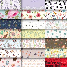 Little Finger 雙面設計包裝紙組, 300張, 15種