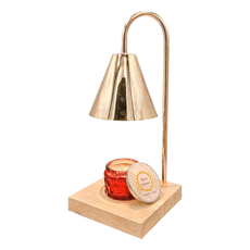 職日生 原木融蠟燈 定時款 經典美原木底座 烤漆燈罩 110V 35W/50W GU10鹵素燈泡x2, 原木香檳金