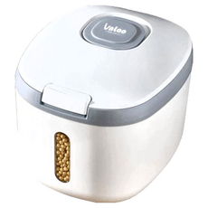 BF059儲米桶 20斤 ABS環保材質 一鍵開蓋 防潮防蟲, 10L(32 x 26 x 22cm), 灰色, 1個