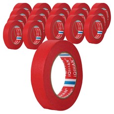 iQIHAN 칼라 마스킹 종이테이프 25mm x 15m, 레드, 18개