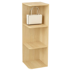 LiFArt MIT日系簡約角落收納櫃 3層, 珍珠橡木色, 圓角設計, 28.2 x 28.2 x 89cm