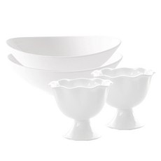 프렐류드 네오본 디저트볼 2p + 타원 와이드볼 중 2p 세트, 화이트, 단품, 1세트