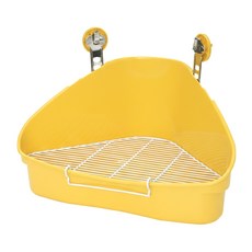 MARUKAN 雙層加大兔便盆 三角形設計 材質堅固耐用 清洗輕鬆, 黃色 + 白色, 1入