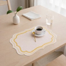 MF스토어 엘레강스 가죽 방수 테이블 매트 4p 기프트 패키지 세트, 바나나 엘로우, 1세트, 45 x 30 cm