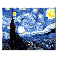 모모픽스페인팅 DIY 명화 그리기 60 x 75 cm, WP01 고흐 별이 빛나는 밤에, 1개