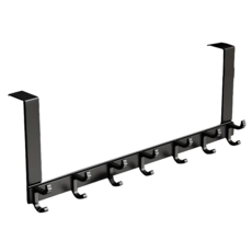 太空鋁門後掛鉤 BH323-2 收納, 黑色 7鉤, 1個