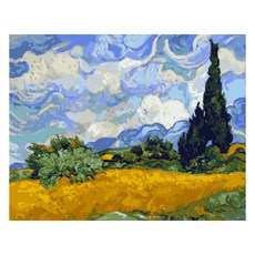 모모픽스페인팅 DIY 명화 그리기 60 x 75 cm, WP13 고흐 삼나무가있는밀밭, 1개