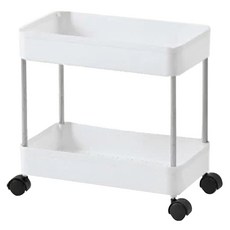 夾縫滾輪置物架 雙層 寬款 BF045, 40 x 20 x 38cm, 白色