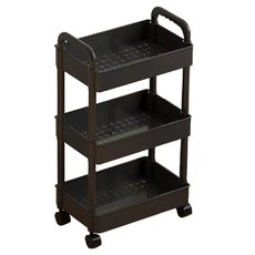 置物手推車, 多用途隨心安置, 帶輪移動置物架, 黑色, 1個
