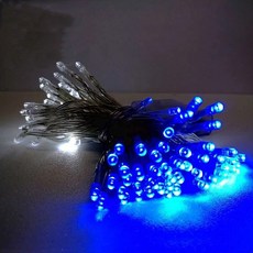 摩達客 聖誕燈LED燈串100燈電池燈, 藍白光/透明線, 1組