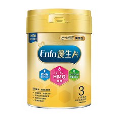 美強生 Enfa A+ 優生3號幼兒成長奶粉 HMO新配方 添加高優質DHA 雙重益菌生 1-3歲適用, 850g, 1罐