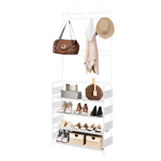五層組合鞋架 寬60深26cm (簡易鞋櫃/衣帽架) 黑色, 白色, 1個
