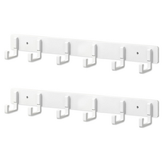Hanbomnuri 免鑽孔 黏貼式 多用途 壁掛式 掛鉤 衣架 6鉤, 白色, 2個