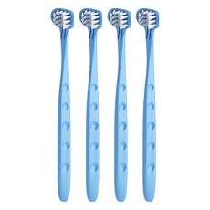 MDB 3D舌苔清潔器兩用幼兒牙刷, 藍色, 1入, 4個