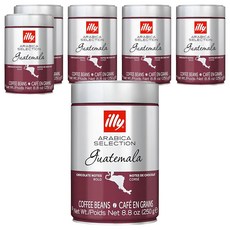 illy 意利咖啡 瓜地馬拉 Guatemala 單品咖啡豆 全豆 無研磨, 咖啡豆(無研磨), 250g, 6罐