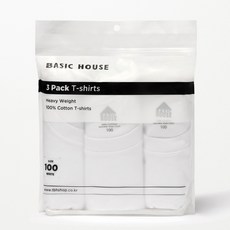 BASIC HOUSE 純棉重磅短袖T恤 LATS0121 3件, 白色 + 白色 + 白色