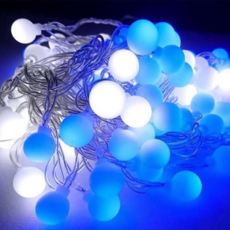 摩達客 浪漫療癒100燈LED小圓球珍珠燈串, 藍白光 + 透明, 1條