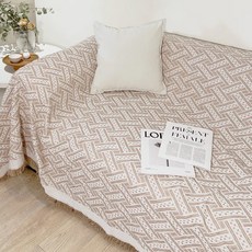 法式編織沙發布 桌布, 波希米亞 奶茶色, 130 x 180cm, 1個