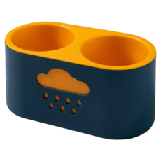 無痕吹風機架 壁掛收納架, 免打孔, 瀝水, 雙筒收納, 1組