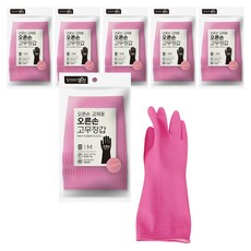 명진 교체용 오른손 고무장갑, 분홍, 중(M), 6개