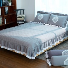 AronHouse 法式優雅短荷葉邊柔滑床裙