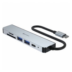 IMDU 6 合 1 USB C 型集線器 HDMI 4K 多端口 MacBook 筆記本電腦 CUH606, 銀色