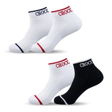 크로커다일 여성용 스포츠 쿠션 피트 단목 양말 CD210, 레드 + 네이비 + 레드 + 블랙, 4개