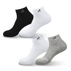 크로커다일 남성용 스포츠 쿠션 클링 단목 양말 4족 CD217, 블랙 + 화이트 + 그레이, 1세트
