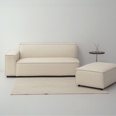 퍼리든 네스트 패브릭 3인용 쇼파 우형 + 쿠션 + 스툴 세트 방문설치, 아이보리