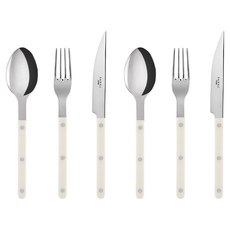 Sabre Bistro 亮面素色西餐餐具組, 1套, 象牙白, 湯匙 2支 + 叉子 2支 + 刀子 2支
