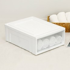 코멧 국내생산 폭 넓은 클리어 시스템 수납장 슬림서랍, 화이트, 1개