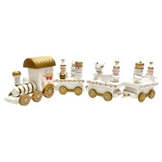 摩達客 木質療癒耶誕小火車擺飾, 13 x 13 x 3cm, 白色款, 1組