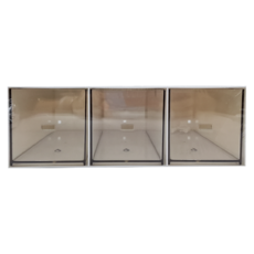 桌面抽屜收納盒 06 高款三抽, 高款三抽 白色 + 透明色, 1個