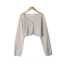 LINDASHOP 女款木耳邊透膚長袖開襟衫 CD1495K16