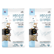 사조 전연령 케어캣 올라이프 건식사료, 닭, 6kg, 2개